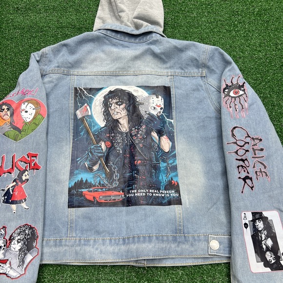 jeanstar Jackets & Blazers - Alice Cooper Hooded Jean Denim Jacket Womens Size S Double Sided‎ See Pictures